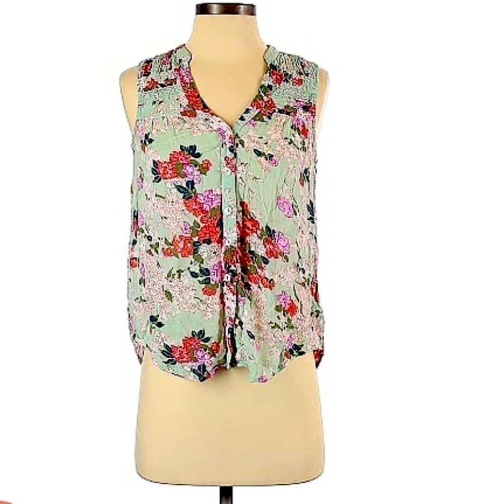 Meadow Rue Floral HighLow Sleeveless Blouse | SIZE 0